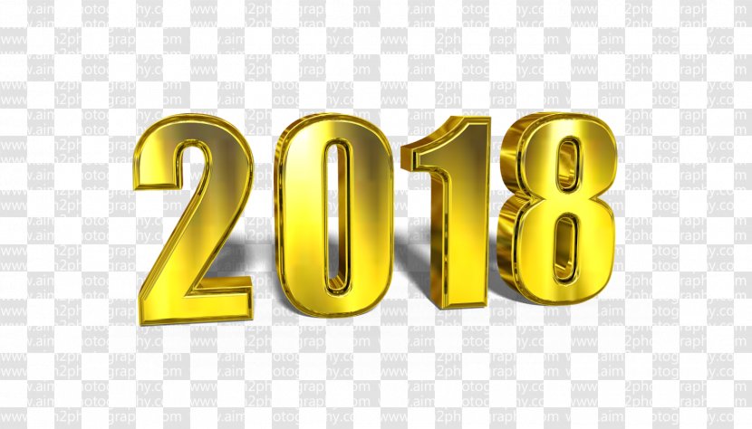 New Years Day Clip Art - Yellow - 2018 Happy Year File Transparent PNG