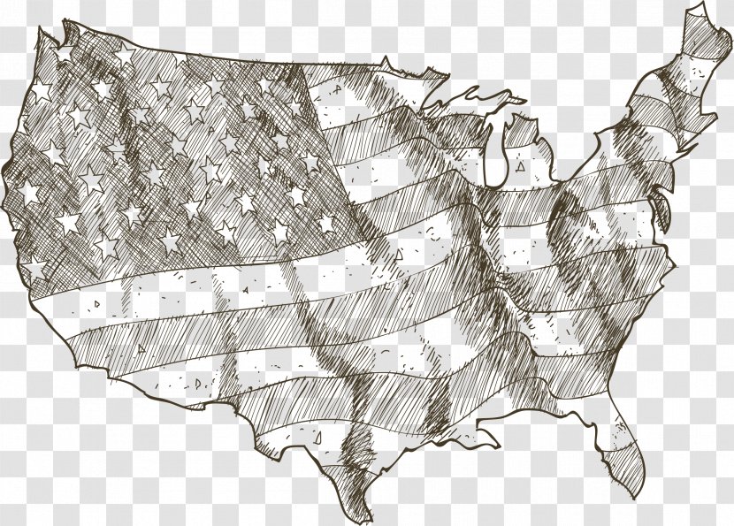 Drawing Stock Illustration Vector Map - National Flag - Hand Painted American Transparent PNG