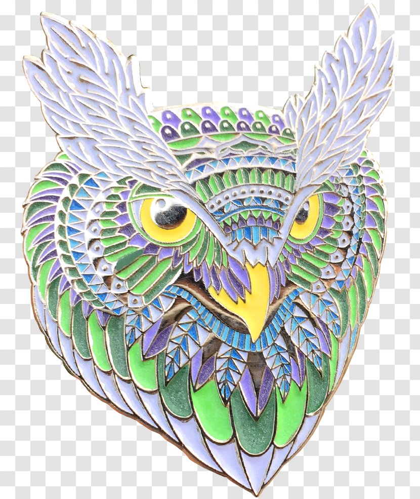 Sapphire Owl Bird Feather Beak - Embroidered Patch Transparent PNG