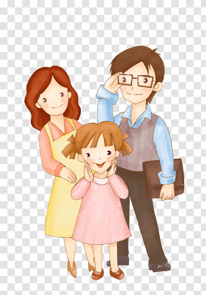 Cartoon Photography Illustration - Watercolor - Family Transparent PNG