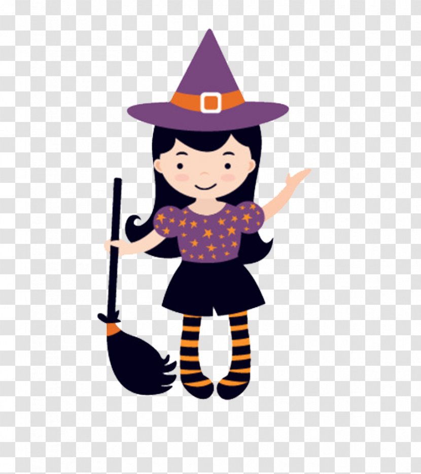 Halloween Witchcraft Clip Art - Frame - Cartoon Witch Transparent PNG