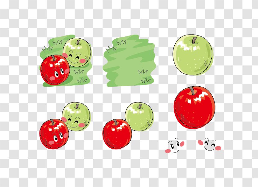 Apple Cartoon - Green And Red Vector Material Transparent PNG