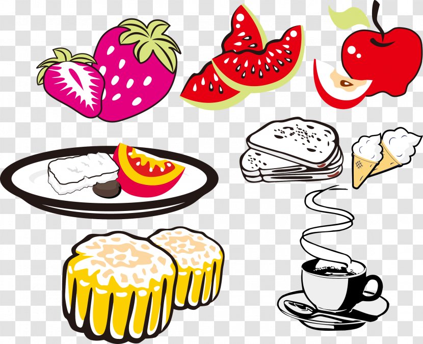 Cartoon Fruit Clip Art - Meal - Vector Cute Food Transparent PNG