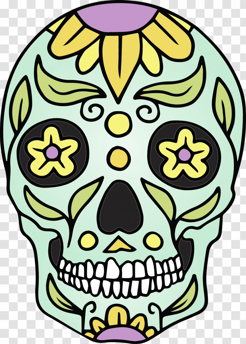 Cartoon Flower Day Of The Dead Yellow Transparent PNG