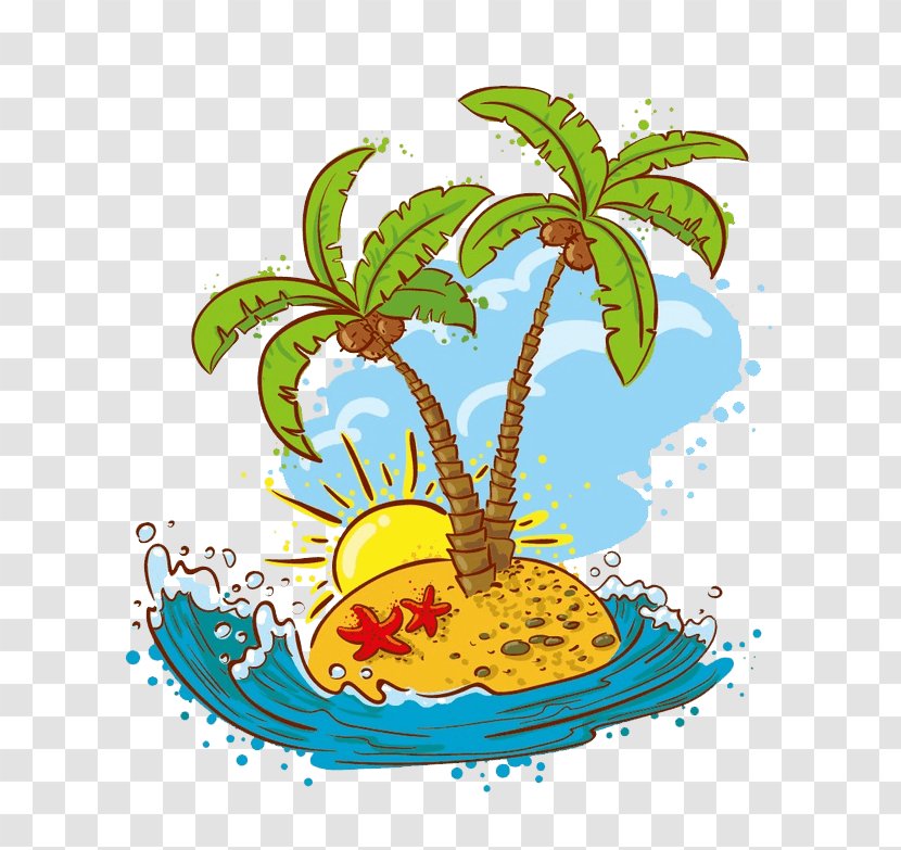 Coconut Image Vector Graphics Download - Palm Trees - Summer Beach Scenes Transparent PNG