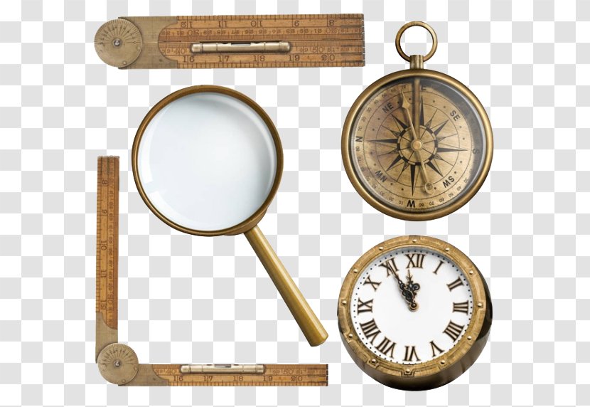 Clock Stock Photography Antique Retro Style - Shutterstock - Magnifier Compass Transparent PNG