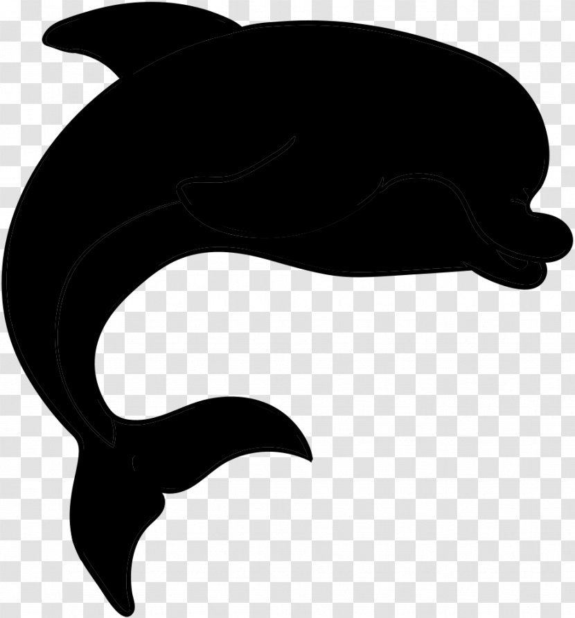Dolphin Black & White - M - Clip Art Silhouette Transparent PNG