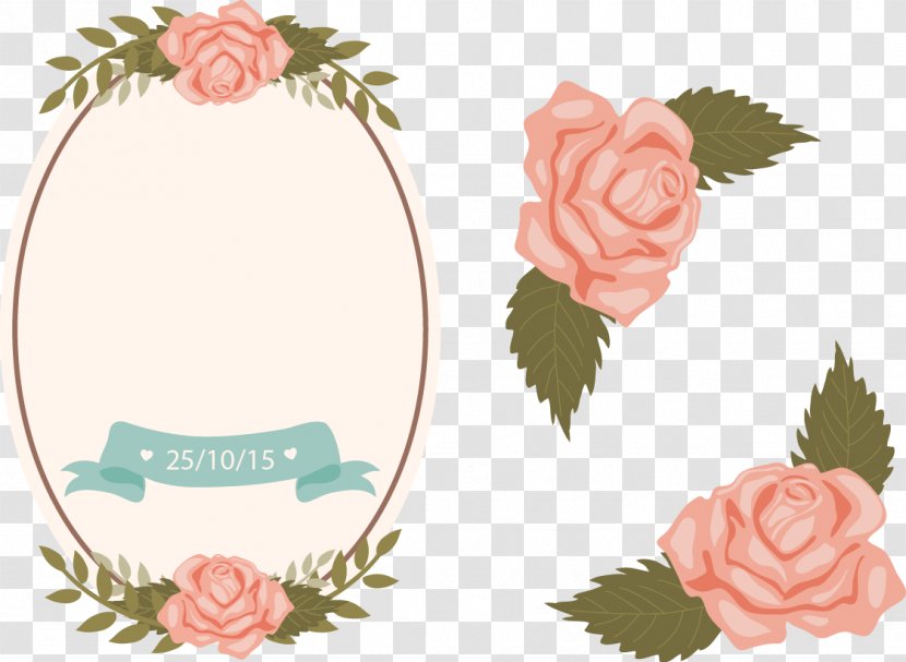 Garden Roses Paper - Pink - Hand-painted Flowers Vector Label Transparent PNG