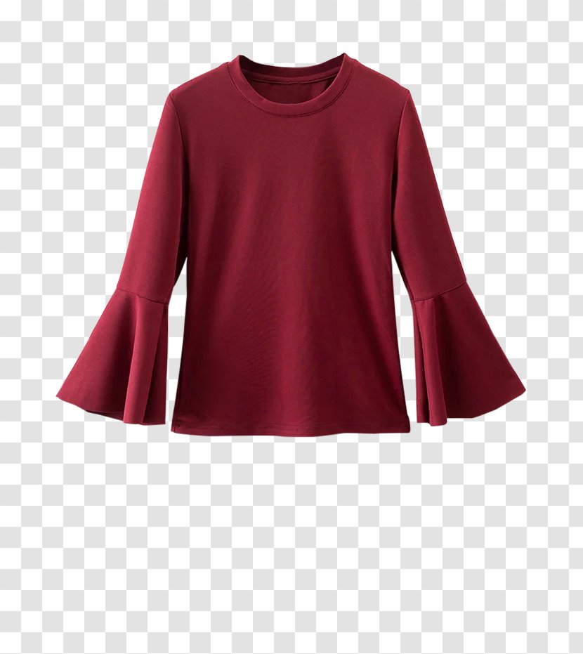 Long-sleeved T-shirt Blouse Maroon - Collar - Shirt Transparent PNG