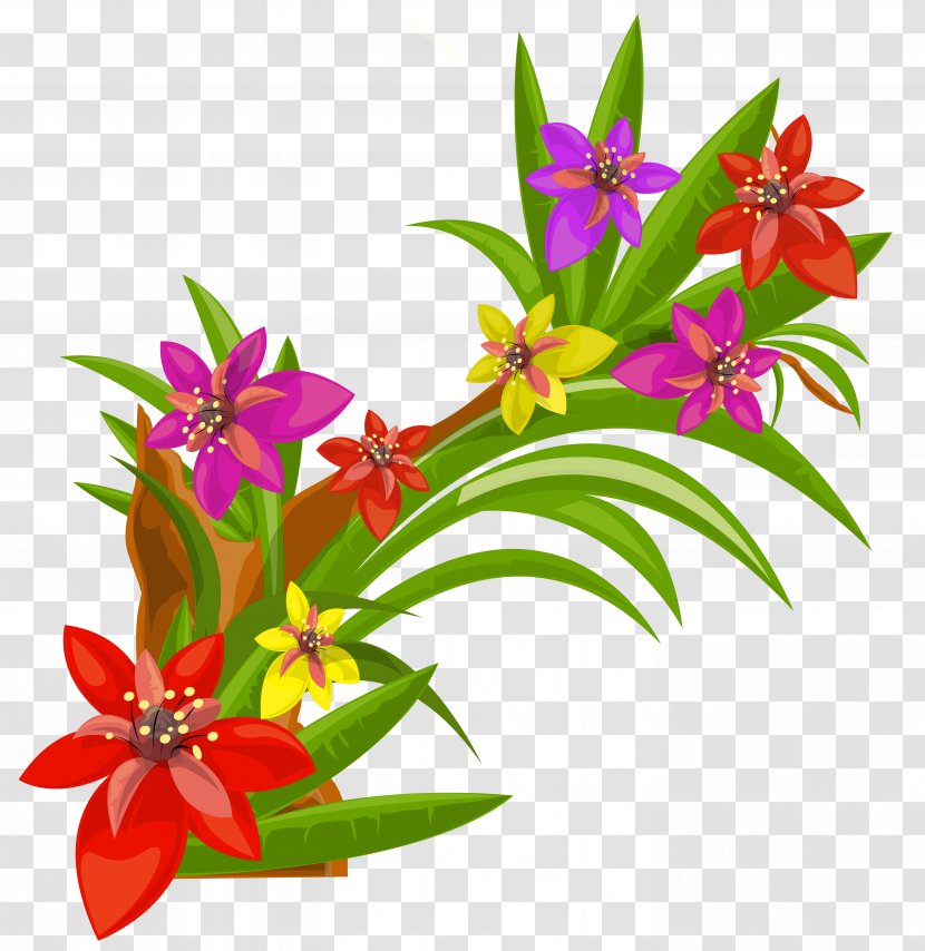 Pink Flowers Decorative Arts Clip Art - Flowering Plant - Tropical Flower Transparent PNG