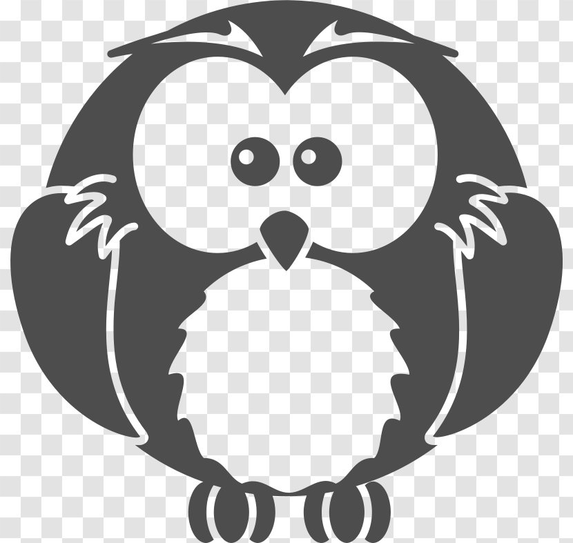 Black-and-white Owl Snowy Clip Art - Line - Cute Cartoons Transparent PNG