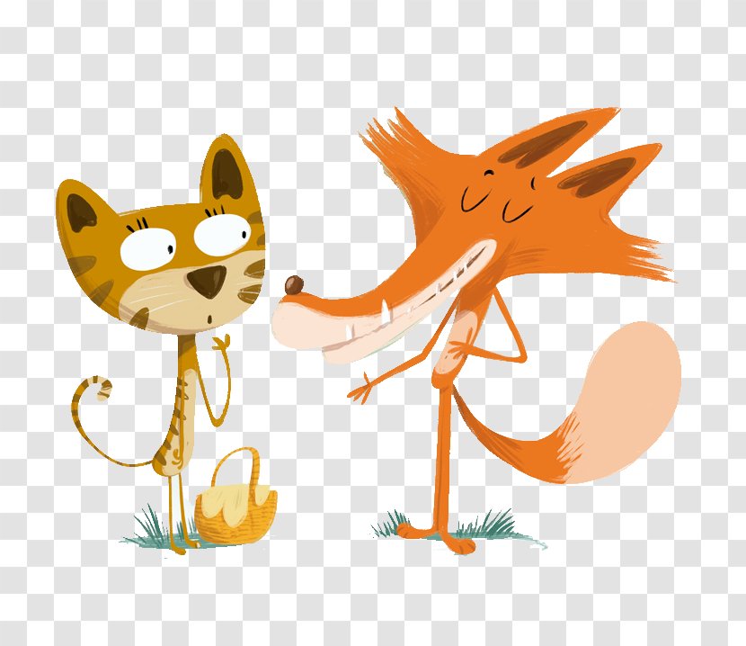 The Fox And Cat Red Illustration - Kittens Transparent PNG