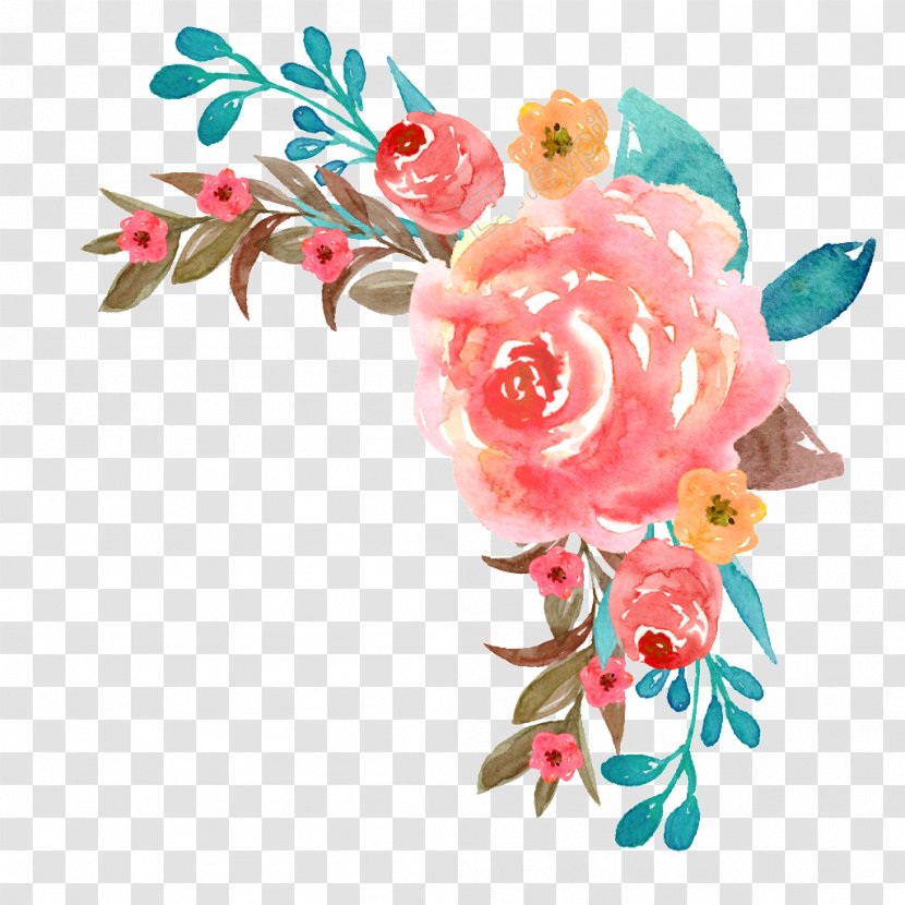 Watercolor: Flowers Watercolor Painting Wreath Christmas Day - Garden Roses Transparent PNG