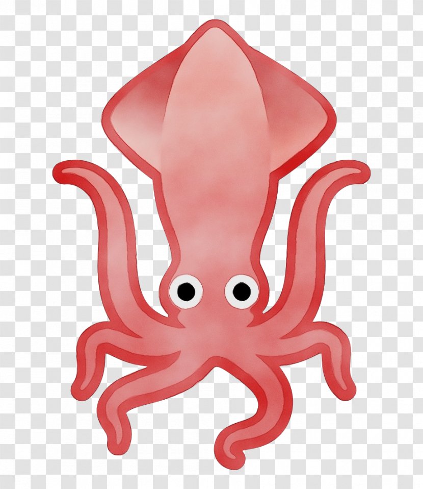 Octopus Giant Pacific Pink Seafood - Wet Ink - Squid Transparent PNG