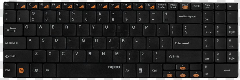 Computer Keyboard Rapoo Wireless Ultra-slim E9070 Deutsch Numeric Keypads - Laptop Part Transparent PNG