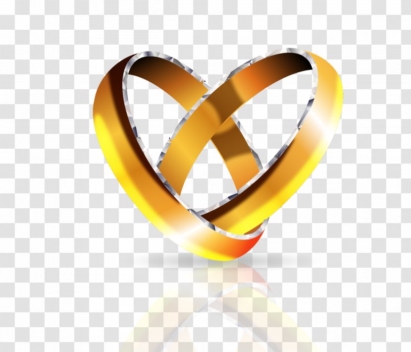 Wedding Ring - Vector Hand-painted Gold On The Transparent PNG