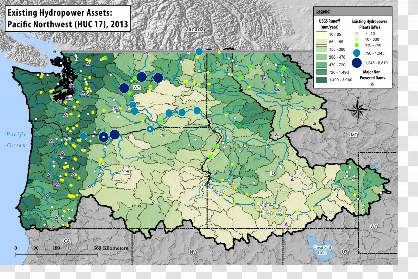 Washington Oregon Idaho Ecoregion - Reach - Map Transparent PNG