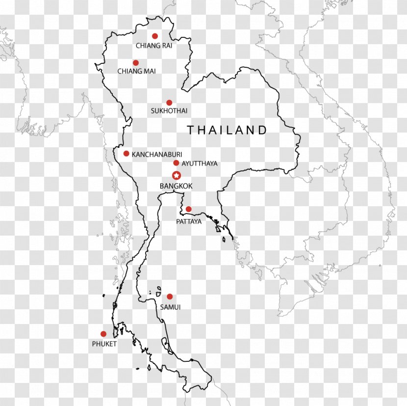 Thailand Map Library Black And White - Area Transparent PNG