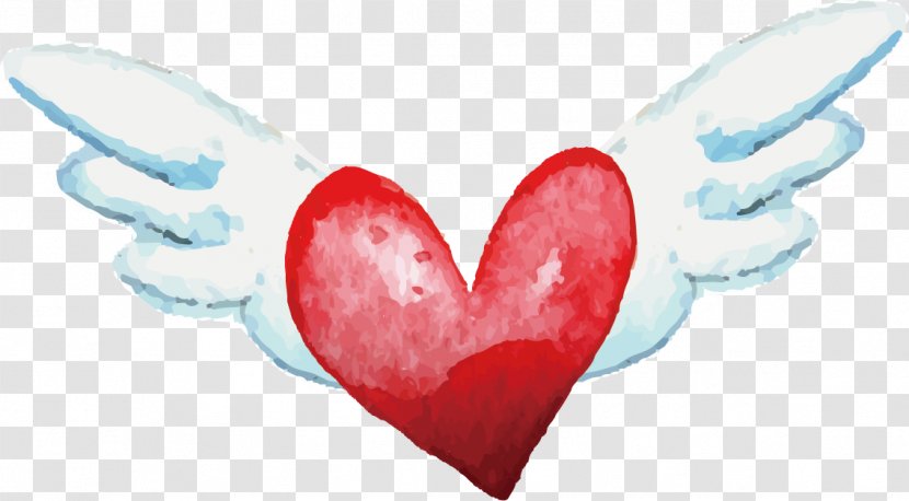 Heart Watercolor Painting - Vector Hand-painted Angel Transparent PNG