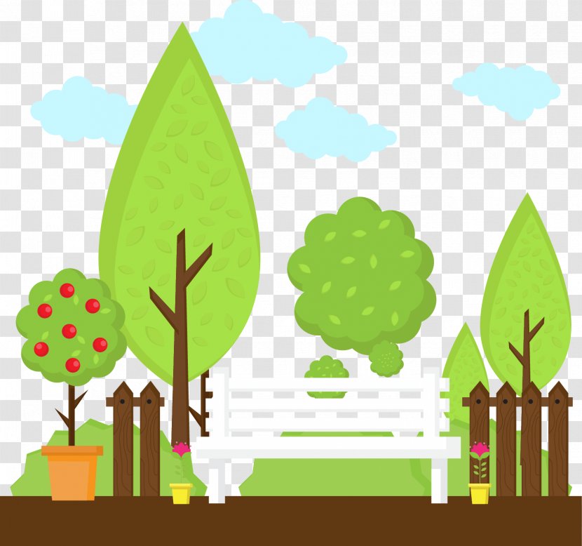 Garden Bench Illustration - Tree - Apple Park Transparent PNG