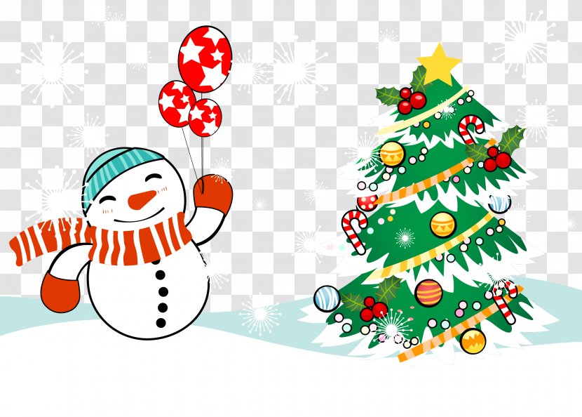Christmas Snowman - Decoration - Wrapped In A Scarf Holding Balloons Happy Smile Transparent PNG