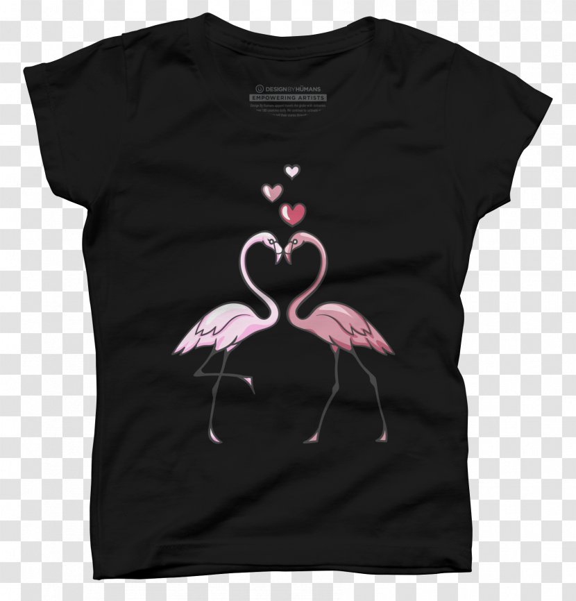 T-shirt Milk Love Berry Dress Hoodie - Silhouette - Flamingos Transparent PNG