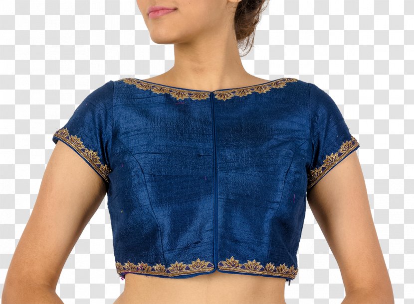 Blue Blouse Clothing Choli Lehenga-style Saree - Gold Silk Transparent PNG