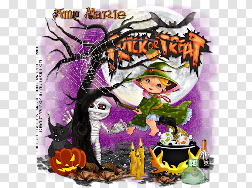 Cartoon Poster - Violet - Little Witch Transparent PNG