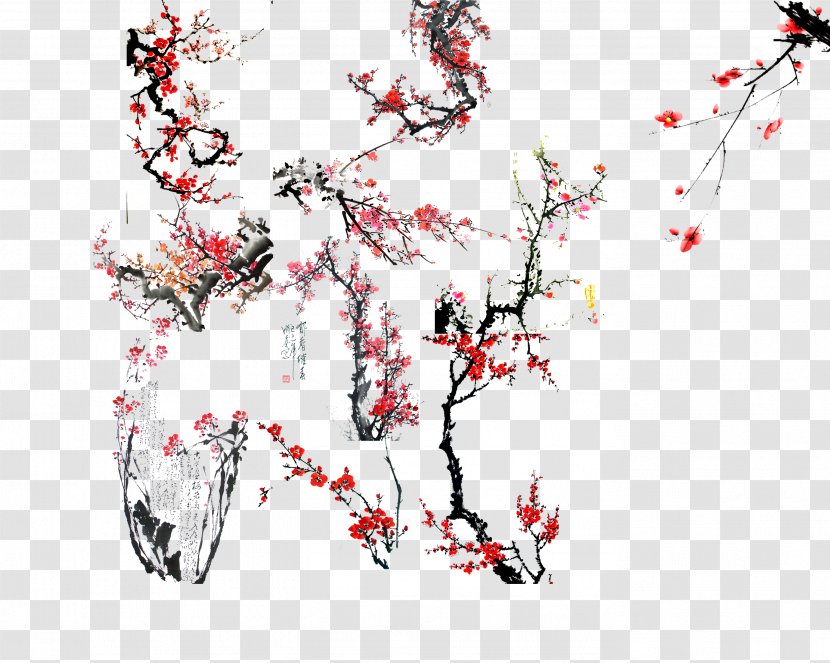 Peach Lunar New Year - Yi - Plum Flower Transparent PNG