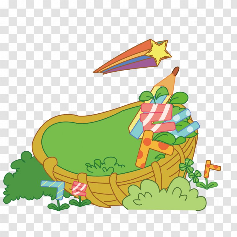 Reptile Cartoon Area Clip Art - Grass - Basket And Pen Transparent PNG