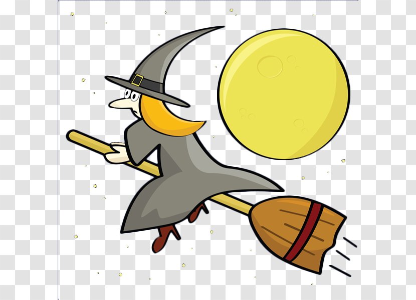 Broom Magic Boszorkxe1ny Clip Art - Beak - A Cartoon Witch Riding Transparent PNG