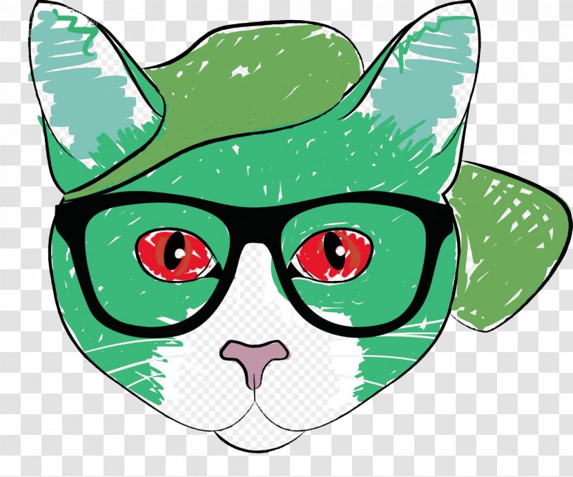 Cat Kitten Felidae Glasses Clip Art - Headgear - Lovely Hand-painted Transparent PNG