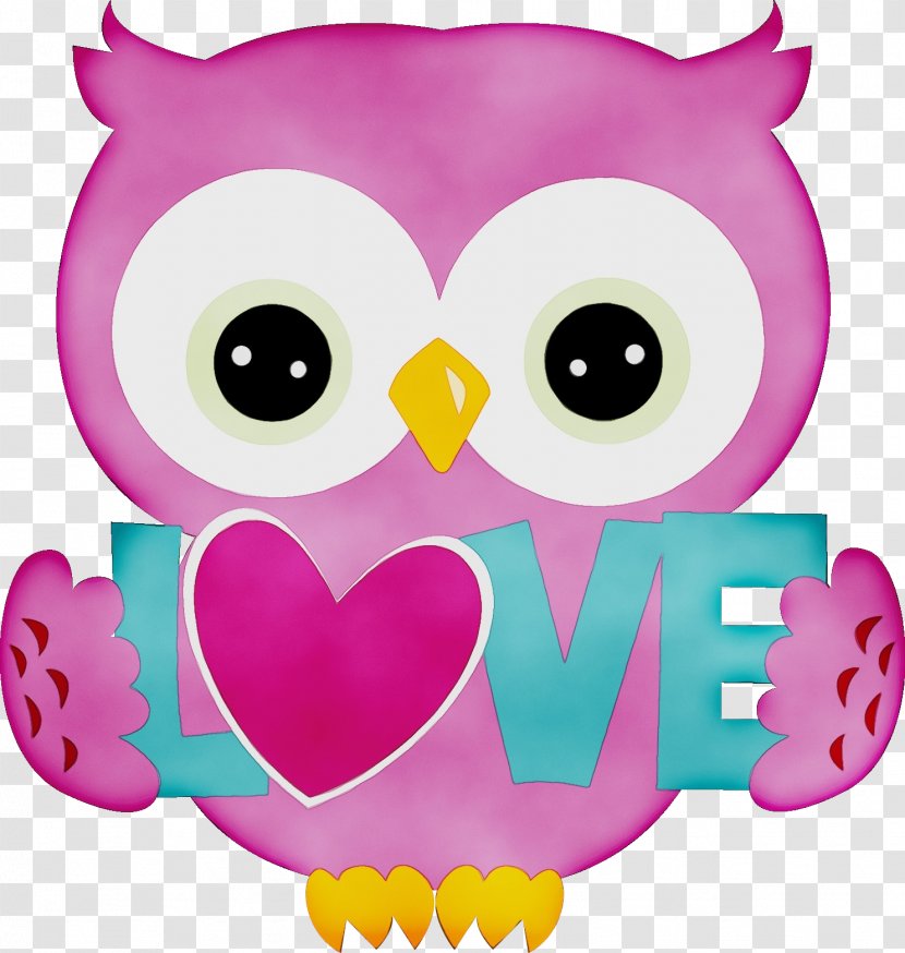 Owl Pink Clip Art Cartoon Purple - Love Magenta Transparent PNG