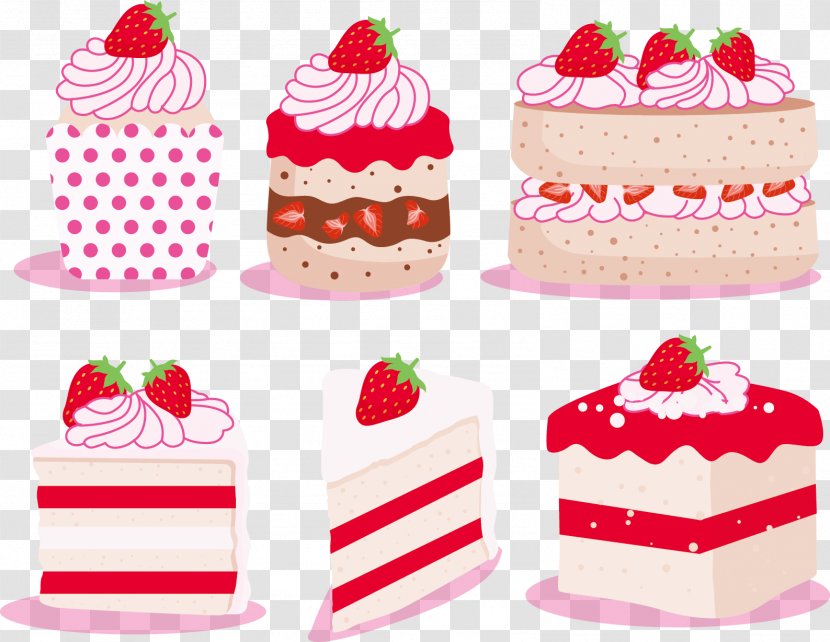 Strawberry Cream Cake Cupcake Fruitcake Muffin - Vector Transparent PNG