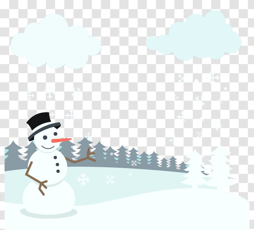 Snowman Winter Landscape - Snowy White Christmas Vector Material Transparent PNG