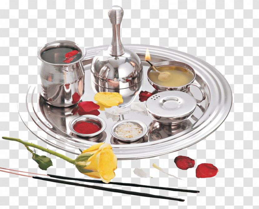 Palani Puja Thali Hindu Temple Kumkuma - Incense - Cutlery Transparent PNG