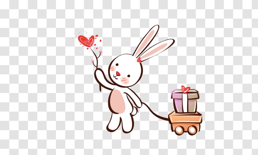 Cartoon Rabbit Cuteness - Gift Transparent PNG
