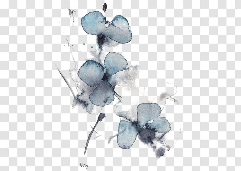 Watercolour Flowers Watercolor Painting Printmaking Art - Blue Transparent PNG