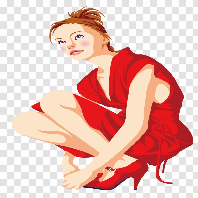 Woman Dress Red Clip Art - Flower - In Transparent PNG