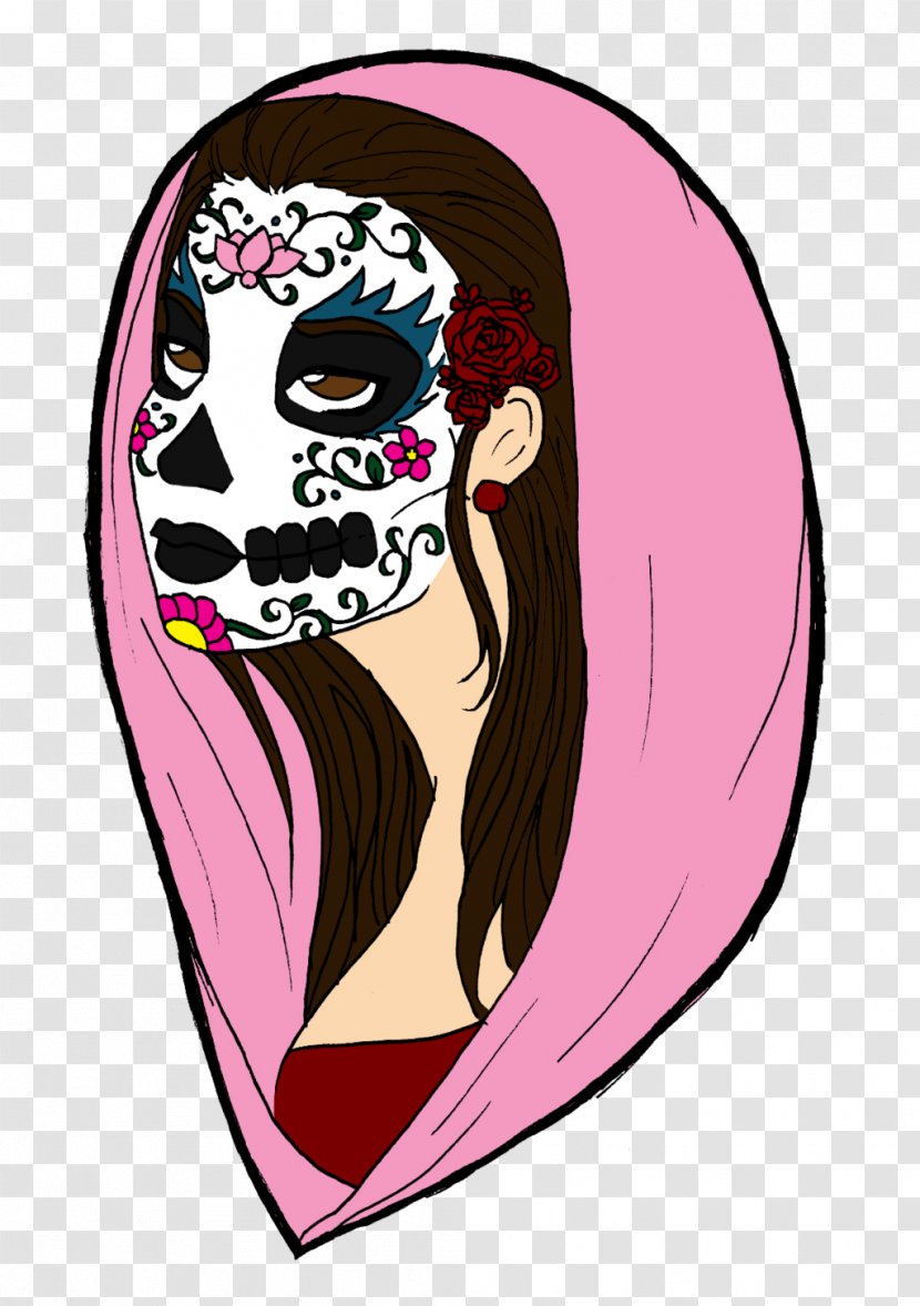 Pink M Headgear Skull Clip Art - Legendary Creature - Santa Muerte Transparent PNG