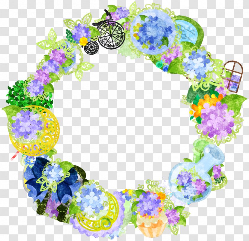 Floral Design Art クリエイターズスタンプ - Wreath - Watercolor Hydrangea Transparent PNG