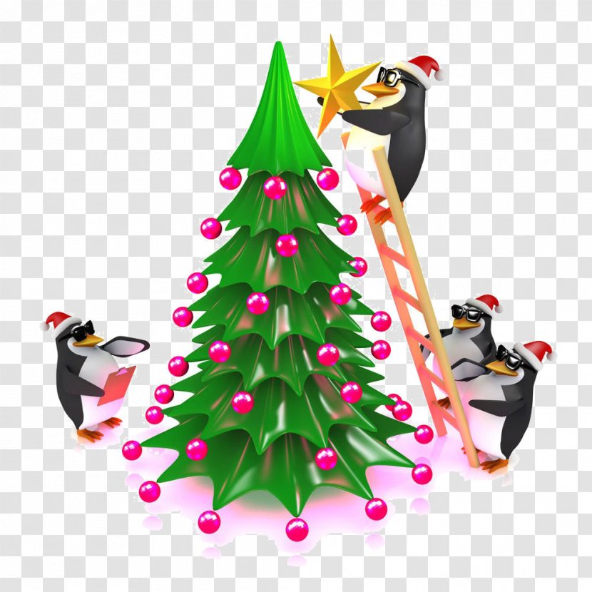 Penguin Santa Claus Illustration - Drawing - The On Cartoon Tree Transparent PNG