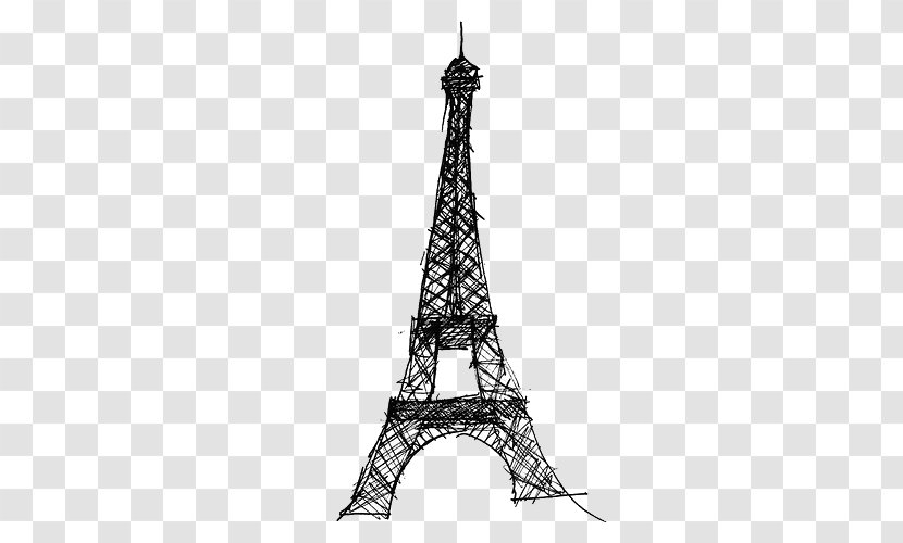 Eiffel Tower Drawing - Black And White Transparent PNG