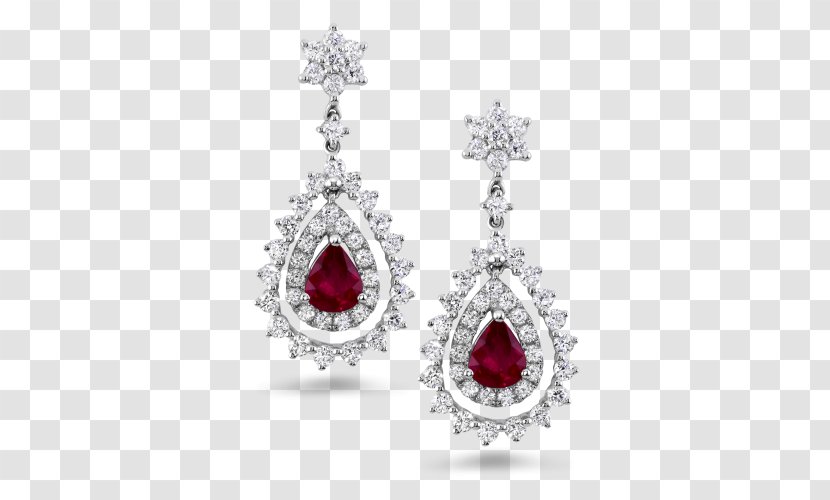 Earring Jewellery Ruby Gemstone Diamond - Bracelet - Earrings Transparent PNG