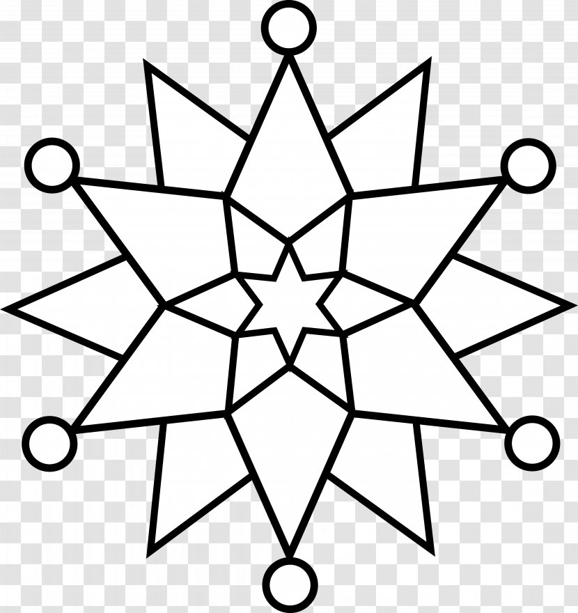 Coloring Book Snowflake Mandala Clip Art - Symmetry - Line Transparent PNG