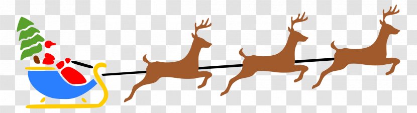 Santa Claus Reindeer Sled Christmas Clip Art Transparent PNG