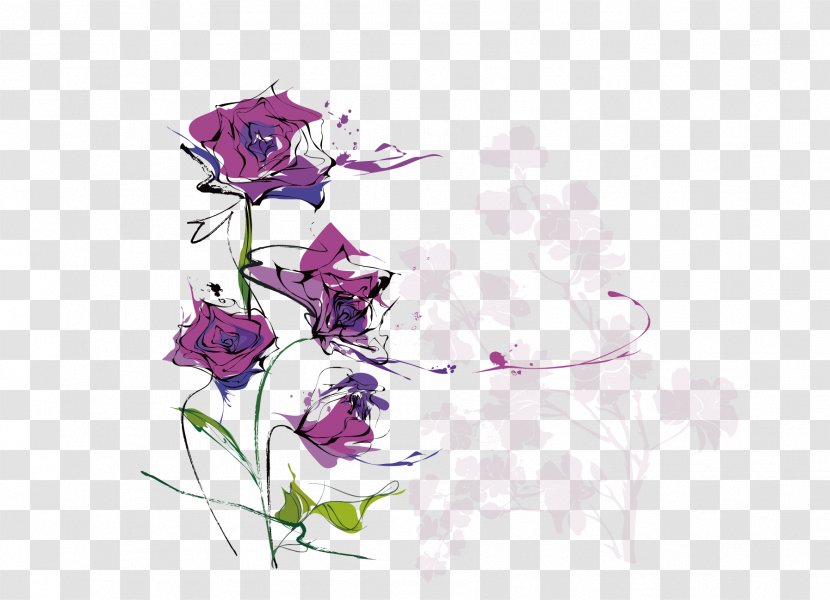 Flower Euclidean Vector Adobe Illustrator Ipomoea Nil - Watercolor Roses Transparent PNG