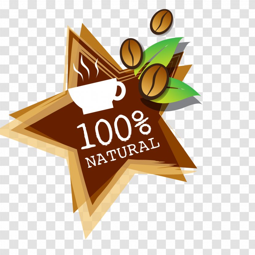 Coffee Tea Cafe - Star Polygon - Beautifully Pentagram Label Vector Transparent PNG