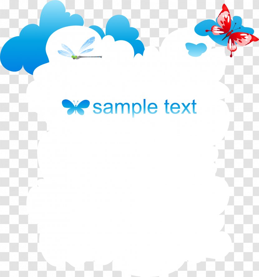 Blue Butterfly Clouds And - Diagram - Hand Painted Transparent PNG