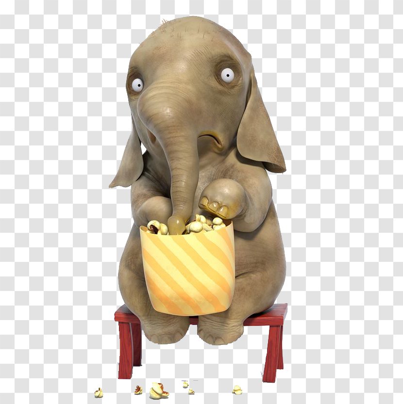 Indian Elephant Popcorn Animation - Mammal - Baby Eating Transparent PNG